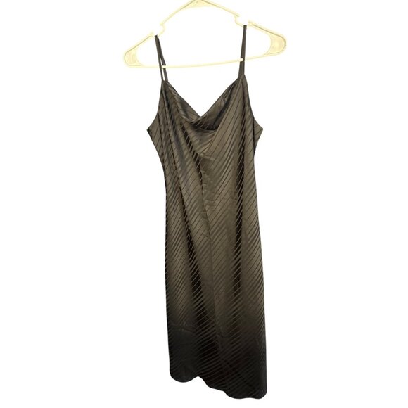 Vintage Kathy Lee Collection Black Striped Slip Dress S - Picture 1 of 5